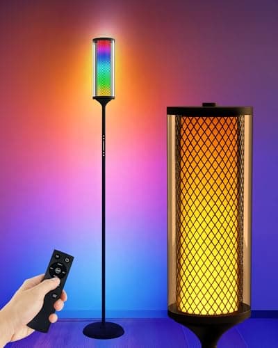 JOOFO Glass Shade RGBICW Corner Floor Lamp, 16 Million Colors Smart LED Ambient Mood Lighting with App & Remote Control for Modern Home Decor, Bedroom, Living Room, Gaming Room - Image 1