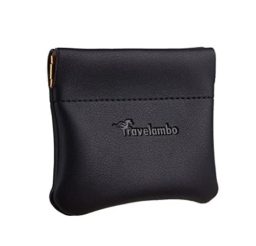 Travelambo Leather Squeeze Coin Purse Pouch Change Holder For Men & Women (01 Vintage Black) - Image 1