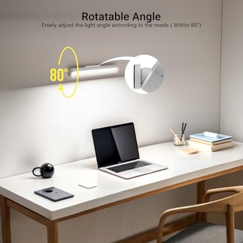 AKSDA Rechargeable Magnetic Under Cabinet Lighting, 3 Colors Adjustable Mirror Lights with 50 LED, 2600mAh Battery Makeup, Touch Lights Bar for Closet Bathroom Kitchen Sink Picture - Thumbnail 4