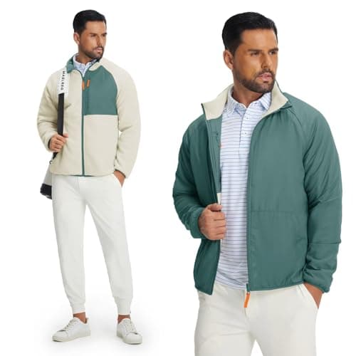 M MAELREG Men's Reversible Fleece Lined Jacket Full Zip Golf Jacket Winter Lightweight Softshell Coat Outerwear - Thumbnail 4