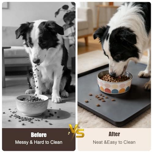 Large Cat Dog Food Mat, 24” X 16” Waterproof Silicone Pet Feeding Mat with Raised Edges, Non-Slip Dog Placemats for Food and Water Bowl, Spill-Proof Mat to Protect Floors, Black - Thumbnail 4