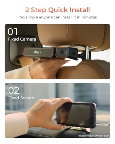 Babyvue BV6 Wireless Baby Car Camera Fast Setup, HD1080P No Wiring Car Baby Monitor with Auto IR Night Vision, 5.2" Display Backseat Camera 3X Zoom for Kids - Thumbnail 6