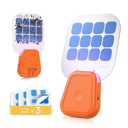 Fruit Fly Traps,Plug in Fly Trap with UV Light & Glue Cards,Fly Trap Indoors for Gnats, Mosquitoes,Moths & More,Insect Trapper for House Kitchen Garage, 1 Pack & 3 Refills