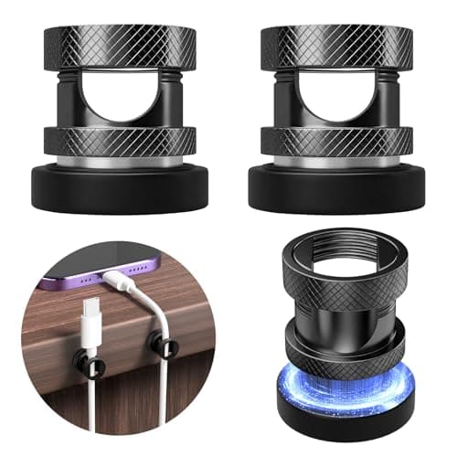 Maveek Magnetic Cable Holders, Metal Black Wire Management Magnet Clips Cable Anchor for Desk Nightstand Car Office USB Charge Cords (4 Pack, Metallic Black) - Image 1