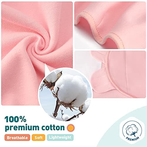 GLLQUEN BABY Swaddle Blankets for Baby Girls, Orange Pink Feather & Wave Point, 3 Pack Wrap Set, Newborn Adjustable Swaddles Sleep Sack, 0-3 Months (Small/Medium) - Thumbnail 3