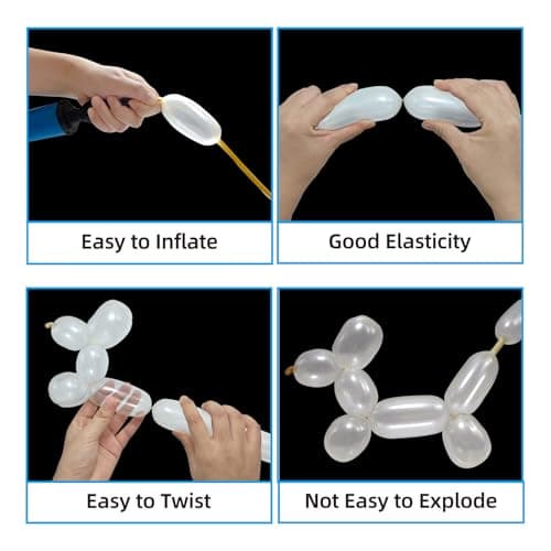 260 Long Balloons 200 Pack Thickening Twisting Animal Balloons for Animal Shape, Magic Clown Props, Birthday, Weddings & Christmas Party Decorations (Clear) - Thumbnail 4