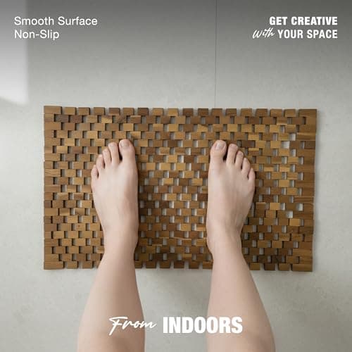 Acacia Wood Bath Mat - Non Slip Sturdy Wooden Shower Mat - Spa, Sauna, Cold Plunge, Camping, Bathroom Décor, Wood Door Mat 16" x 24" - Thumbnail 3