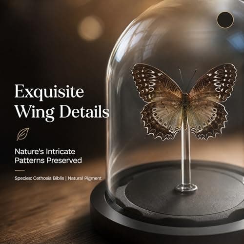 Real Taxidermy Butterfly Specimen Shadow Box, Butterfly Gifts for Women Girls with Glass Cover, Butterfly Decor for Bedroom Office Living Room Desk ﻿ Cethosia bibles Drury - Thumbnail 2