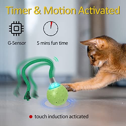 umosis Interactive Cat Toys for Bored Indoor Adult Cats, Automatic Fast Move On Carpet, Bird Chirping & Motion Activated Cat Ball - Thumbnail 3