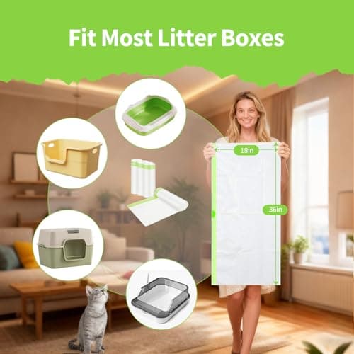36 Count Jumbo Cat litter Box Liners, 36" x 19" Easy Clean Up Thick Large Kitty Litter Liner XL, Extra Large Heavy Duty Litter Pan Liner Bags with Drawstring for Pet Cat Litter Tray - Thumbnail 3