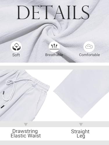 TRFIC Men's Linen Pants 2 Pack Lightweight Drawstring Elastic Waist Loose Fit Straight Leg Beach Yoga Pants with Pockets - Thumbnail 4