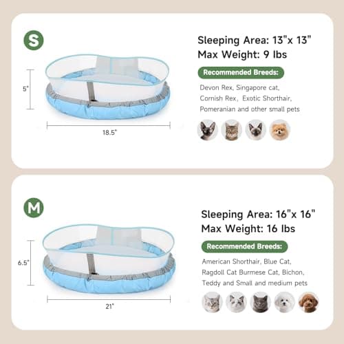 Cat Beds for Indoor Cats, Round Dog Bed for Small Dogs, Puppy, Kitten -Soft Plush Washable Cat Bed Calming with Protective Shield (Blue，21 Inches) - Thumbnail 4