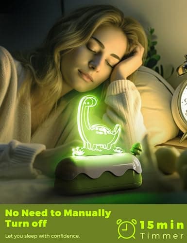 L LOHAS LED Cute Dinosaur Night Light, Kawaii Dinosaur Desk Lamp for Kids, Cute Desk Decor, USB Rechargeable, RGB, Night Light for Bedroom, Bedside, Living Room, Dining, Desk Decor, Gift - Thumbnail 4