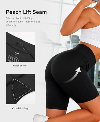 BRXL V Ruched Biker Shorts for Women 8" No Front Seam with Inner Pocket - Thumbnail 4