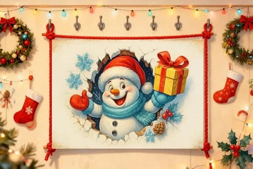 2-pack vintage country style Christmas snowman and reindeer themed metal tin sign decorative plaques - Size: 12 x 8 inches. Suitable for home decoration in living rooms, kitchens, bars, cafes, etc. Also makes a great gift. - Thumbnail 4