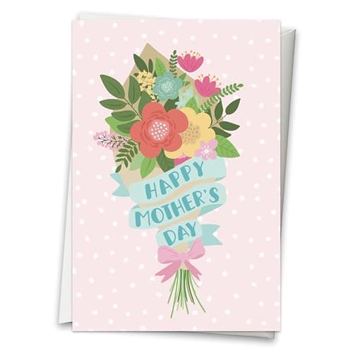 Hadley Designs Happy Mothers Day Card For Mom - 8x5.3in Mother's Day Card For Mom, Mother Gift Greeting Cards, Premium Single Mother Cards From Daughter and Son, Designed in USA - Image 1