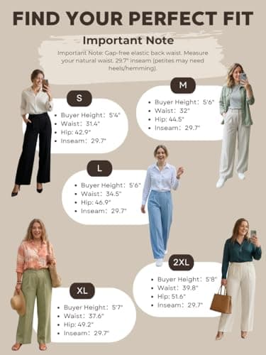 OctMoon Women’s Straight Leg Wide Leg Dress Pants – Stretchy High Waisted Work Pants for Women, Business Casual Slacks for Office & Daily Wear(Grey)-XXL - Thumbnail 6