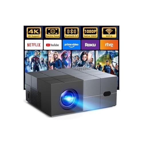 Projector with WiFi and Bluetooth - [High Brightness/Electric Focus]Outdoor Movie Projector ,Portable Smart Home Projector 1080P 4K Supported for Movie Night/Home Theater/Bedroom Gift for Her/Him - Image 1