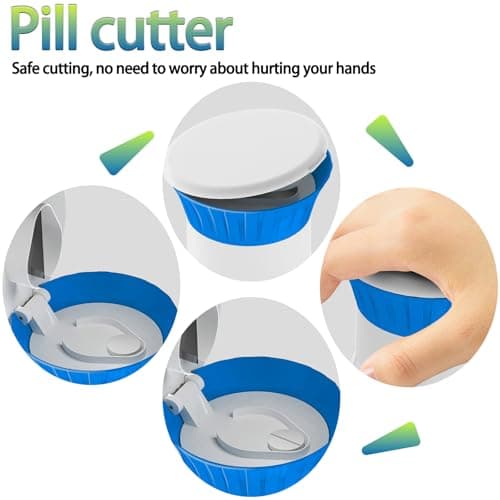 Pill Crusher Fine Powder with Small Medicine Pill Box 3-in-1,Pill Splitter Cutter for Small Pills Vitamins Tablets, Portable Pill Crushers for Elderly & Pet,Travel-Friendly Pill Grinder (Blue) - Thumbnail 3
