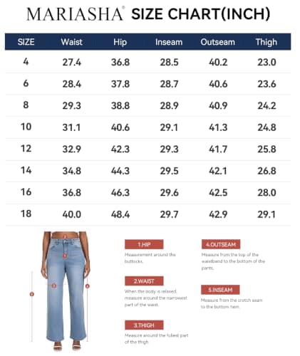 MARIASHA Jeans for Women New Flared Leg Stretch High Wasited Printed Pocket Pants White L - Thumbnail 6