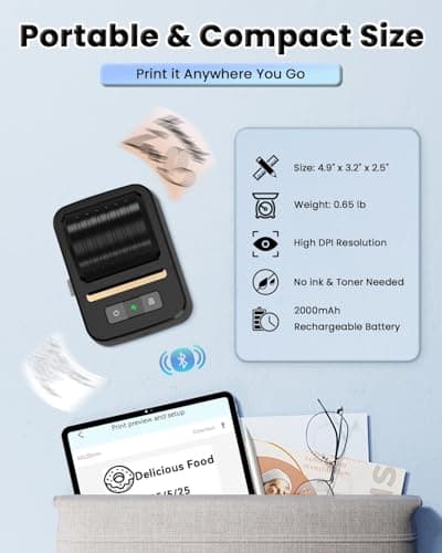 NDYIN Label Makers, Label Maker Machine with Tape, Bluetooth Label Maker, Portable Thermal 2 Inch Label Printer for Small Business, Barcode, Address, Logo, Clothing, Sticker Printer for Phones & PC - Thumbnail 6