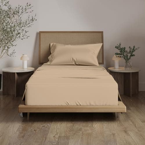 THREAD SPREAD 100% Egyptian Cotton Sheets Twin Size - 800 High Thread Count 3 PC Extra Long Twin Sheets for Dorm, 16" Deep Pocket Soft Cooling Sheet, Luxury Hotel Bedsheet set for Twin Size Bed, Taupe - Image 1