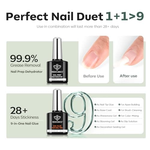 modelones X Nail Gel Kit, Fake Nails Long Coffin, 9-in-One Glue Prep Dehydrator & Portable Mini U V Light Acrylic Clipper, 500Pcs Coffin Tips for Extension Kit DIY Salon Home Gifts for Women - Thumbnail 4