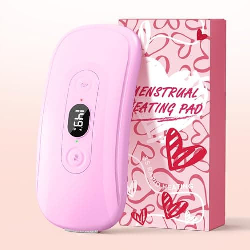 HIRANE Portable Heating Pad: 2 Timer 6 Heat Levels 6 Vibration Modes Cordless Electric Heating Pad 3s Fast Heating Travel Heating Pad Gifts for Women Christmas Birthday Pink - Image 1