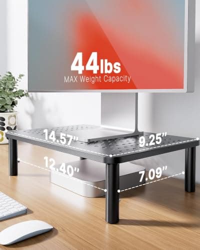 HUANUO Monitor Stand, Monitor Stand Riser 3 Height Adjustable, Monitor Riser with Airflow Vents, Laptop Stand for Desk, Laptop Riser, Desk Organizer for Monitor, 15.6" Laptop, PC, Printer - Thumbnail 4