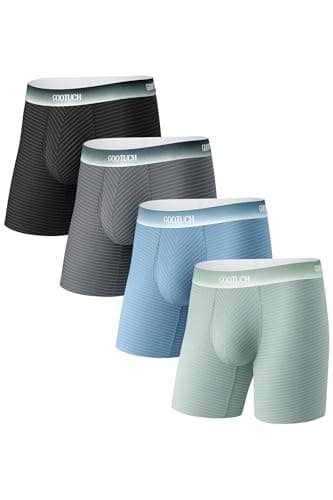 GOOTUCH Men's Breathable Cool Underwear, Moisture Wicking Odor Control Boxer Briefs, Stretch Seamless & Quick Dry(Black, Grey Blue, Dark Gray, Green,Medium) - Image 1