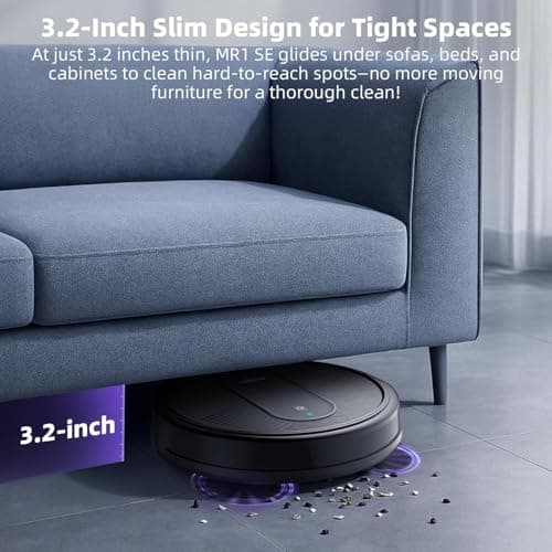 MONSGA Robot Vacuum Cleaner, 4000Pa Powerful Suction Robotic Vacuum, 3.2" Super-Slim, 140Min Runtime, Vacuum Robot for Hard Floor/Low Pile Carpet/Pet Hair, Remote/App/Voice Control, Schedule Clean - Thumbnail 4