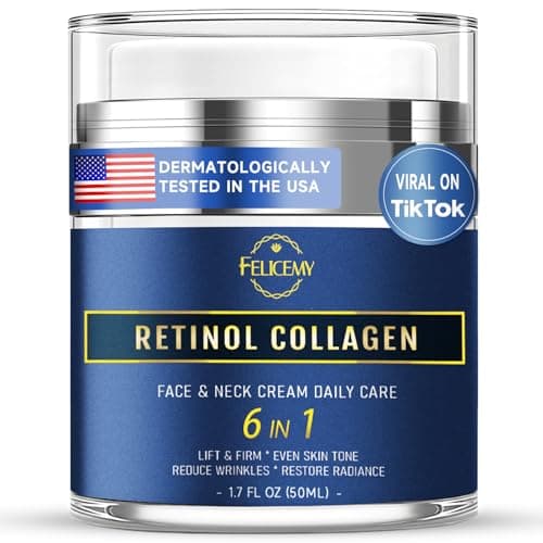 Felicemy 6-in-1 Face Cream for Men, Mens Face Moisturizer, Anti-Aging Face Cream for Men with Retinol Collagen & Hyaluronic Acid, Eye Bags & Dark Spot Remover, After Shave Lotion 1.7 Fl Oz - Image 1