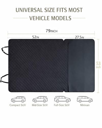 ThermoHalo Waterproof SUV Dog Cargo Liner Mat - Heavy Duty Pet Seat Cover for SUV Sedan Van, Non-Slip Back Trunk Protector with Bumper Guard, Large Universal Fit (Black) (CHBX-D-01) - Thumbnail 4