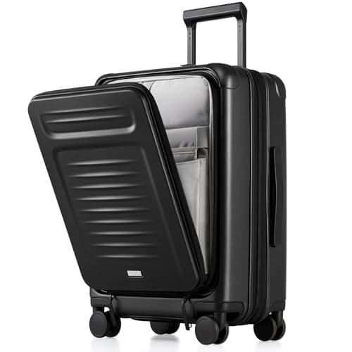 Coolife Carry On Luggage Suitcase : 22x14x9 Airline Approved Travel Luggage with Spinner Wheels, Front Pocket Expandable Hardshell Suitcases with TSA Lock Black - Image 1
