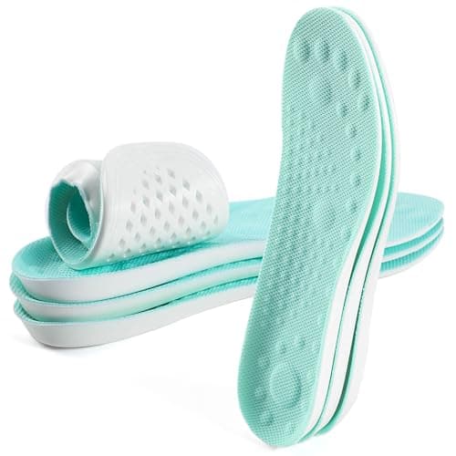 XINIFOOT 3 Pairs Breathable Shock Absorption Sport Shoe Insoles Elastic Soft Running Shoes Pad Replacement Insole for Men&Women Mint Green (M Men 7-8.5 / Women 9-10.5) - Image 1