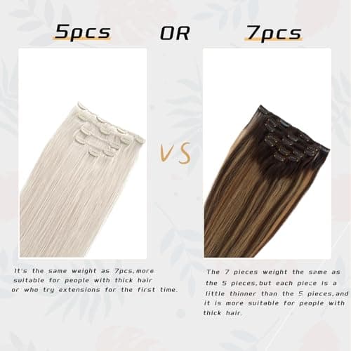 Clip in Hair Extension 70g Straight Hair 14Inch,OiMiGO Human Hair Extensions White 5pcs Clip Ins Hair Extension 10A Unprocessed Remy Hair Extensions with Clips(14 Inch, ice white) - Thumbnail 3