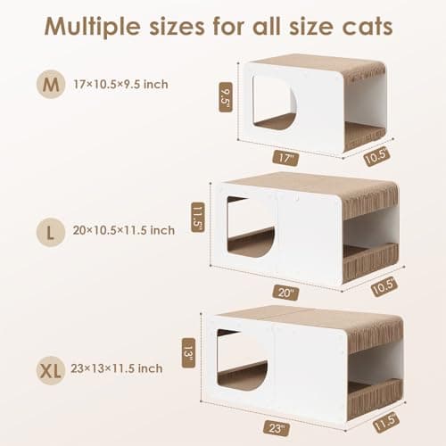 EHEYCIGA Cardboard Cat Scratcher House, 17-Inch Corrugated Cat Scratcher for Indoor Cats, Kitten Scratching Board Pad, White - Thumbnail 6