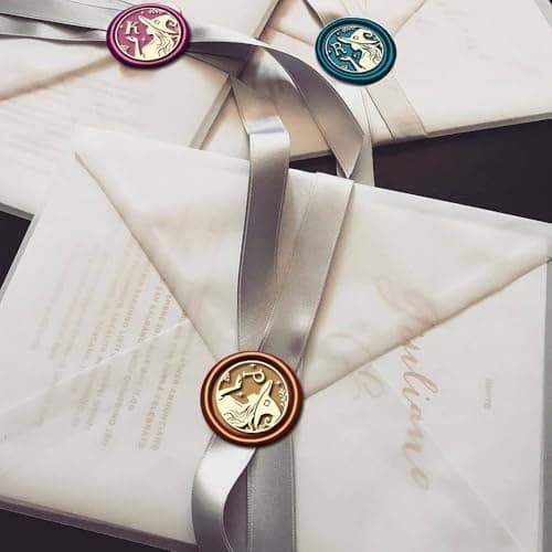 YOLAKIS Alphabet F Wax Seal Stamp Kit Magical Girl Style Initial Letter F Wax Stamp Brass Head Ideal for Decorating Christmas Cards Envelopes Gift Wraps Wedding Invitations(Kit F) - Thumbnail 4