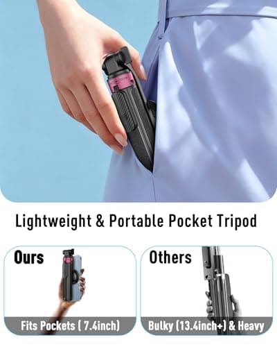 ACKIMA Magnetic Tripod for iPhone, Portable Selfie Stick Phone Tripod with Remote, Four-Leg Support Cellphone Stand for iPhone Magsafe, Fits Selfie Video Recording Gym Travel Essentials Accessories - Thumbnail 6