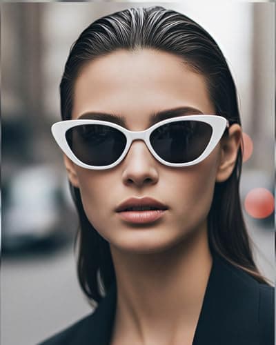 isheep Retro Narrow Cat-Eye Sunglasses (SIS-16-WH) – Slim Vintage Style, Unisex, UV400 Protection, Lightweight Fashion Eyewear - Thumbnail 2