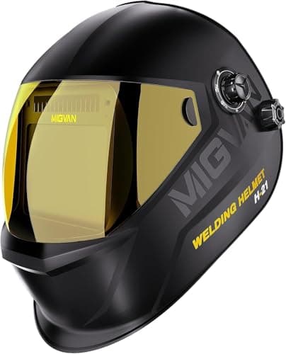 MIGVAN Welding Helmet Auto Darkening True Color Large Viewing, Welding Hood Solar/Rechargeable Battery Powered, Wide Shade 4/5-13 with 4 Arc Sensor, Optical Clarity Welding Mask for TIG MIG ARC Grind