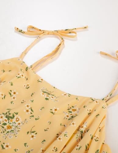 Belle Poque Yellow Floral Baby Shower Dresses for Women 2025 Midi Bridal Shower Prom Tea Cocktail Party Dress X-Large - Thumbnail 3