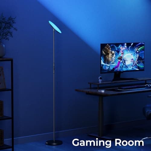 Floor Lamp, 2800LM RGBWW Smart Standing Lamps for Living Room with Smart App & Voice Control, 69.3in Torchiere Floor Lamps Color Changing, 350°Rotating LED Tall Lamp for Bedroom Office Gaming Party - Thumbnail 6