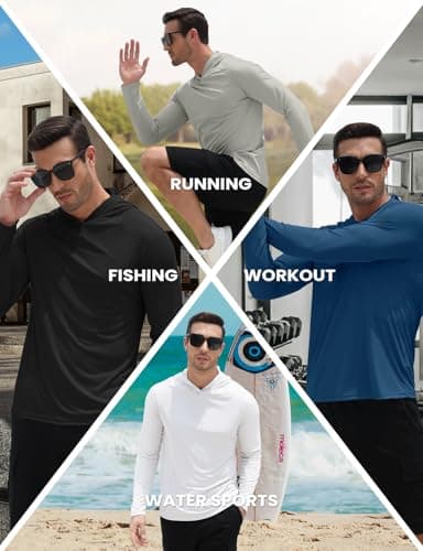 3rd hill Men's UPF 50+ Sun Hoodie UV Protection Long Sleeve Swimming Rash Guard SPF Quick Dry Fishing Hiking Shirt for Outdoor Sports Black XL - Thumbnail 5