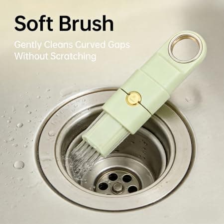 4-in-1 Multifunctional Cleaning Tool, Ergonomic Handle, Dual Storage, Corner Shovel Scraper Soft/Stiff Brushes, Perfect for Kitchen Bathroom Sink Tile Gaps, Household Essential - Thumbnail 3