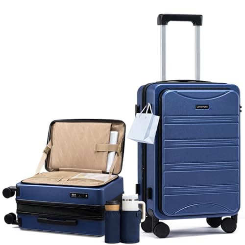 LOVEVOOK Carry On Luggage 22x14x9 Airline Approved,20 Inch Expandable Hard Shell Suitcase with Spinner Wheels,Small Rolling Carry-on Suitcases with TSA Lock,Cup Holder - Image 1