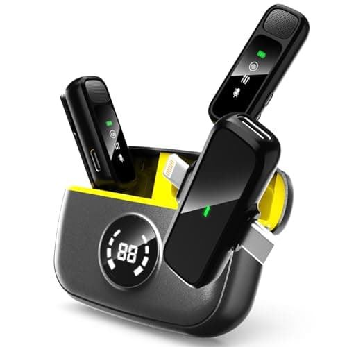 BKIY Wireless Lavalier Microphone for iPhone/Android - Dual Mini Noise Canceling Mic with Charging Case(30H), USB-C/Lightning Clip-on Microphone for Video Recording Streaming Podcast Vlogging(Black) - Image 1