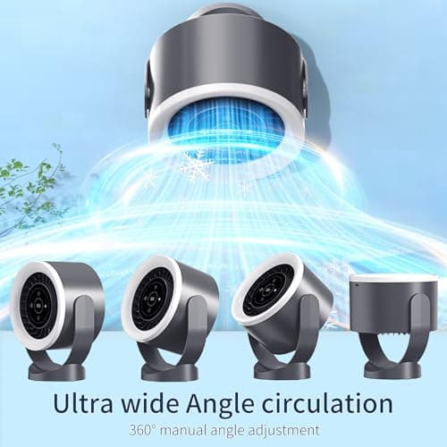 ZYXMLZ USB Rechargeable Desk Fan – Ultra Quiet <35dB, LED Touch Control, 100 Speed Levels, 360° Adjustable, Wall Mount or Table Use, Timer & Night Light, for Bedroom, Office, Travel - Thumbnail 6