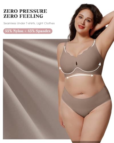 LIIJOO Wire-Free Seamless Full-Coverage Bralette, Lightly-Lined Molded Cups, Side-Back Smoothing, Wide Adjustable Straps, Convertible Crossback, U-Shaped Wing, 4-Row Hook-and-Eye（Ash Gray, L） - Thumbnail 5