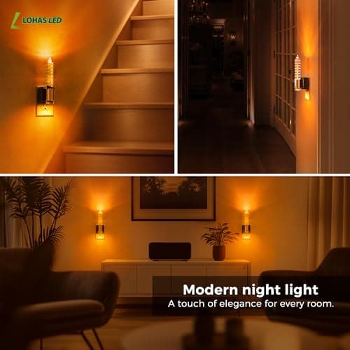L LOHAS LED Night Light, Amber Candle Night Lights Plug into Wall, 0-100 LM Dimmable Nightlight, Plug in Acrylic Diamond Night Light with Dusk to Dawn Sensor, for Bathroom Hallway - Thumbnail 6